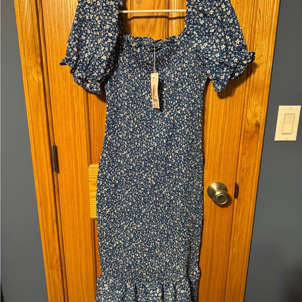 Floral Blue Midi Dress